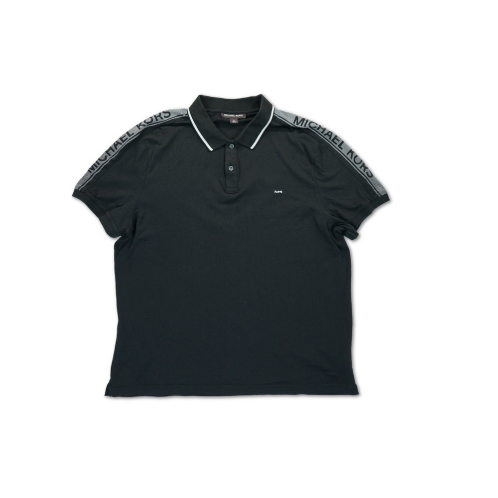 Vintage Michael Kors Mens MK Shoulder Logo Men's Polo Shirt Black XL